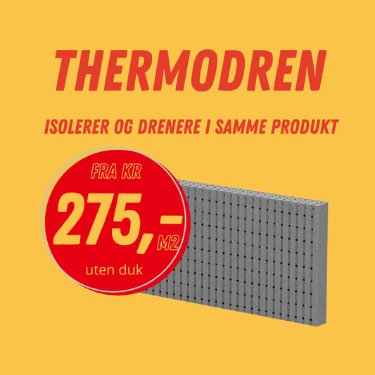 Thermodren dreneringsplate 10 cm uten duk til grunnmur